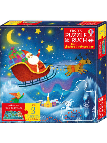 Usborne Erstes Puzzle & Buch: Der Weihnachtsmann | 3 Puzzles mit je 9 Teilen