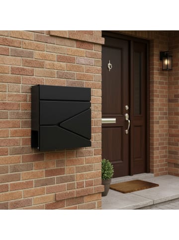 relaxdays Briefkasten in Schwarz - (B)37 x (H)37 x (T)11 cm
