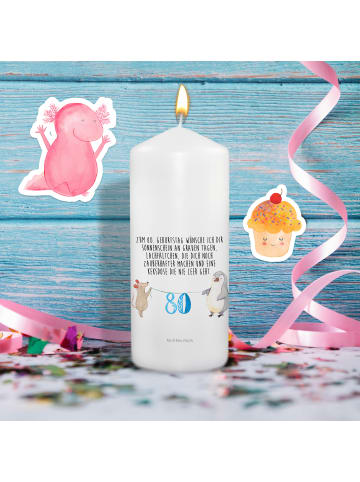 Mr. & Mrs. Panda Partykerze 80. Geburtstag Maus Pinguin mit Spruch in Weiß