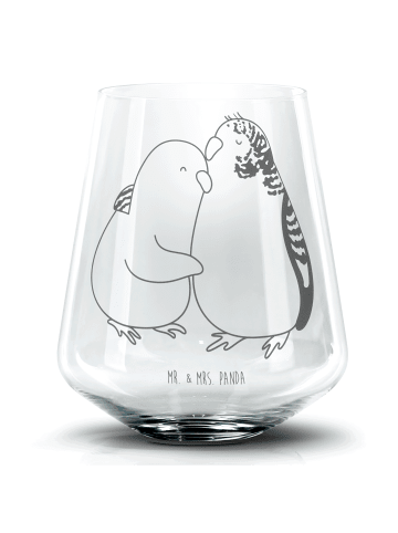Mr. & Mrs. Panda Blümchentail Glas Wellensittich Liebe ohne Spruch in Transparent