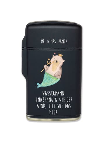 Mr. & Mrs. Panda Feuerzeug Wassermann Astrologie mit Spruch in Schwarz