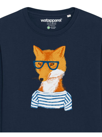 wat? Apparel Sweatshirt Fuchs in Dunkelblau