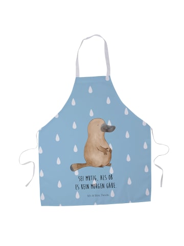 Mr. & Mrs. Panda Schürze Schnabeltier Mut mit Spruch in Blau Pastell