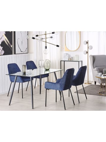 Beliani Esszimmertisch MIDLAND in Transparent/Schwarz - (W) 80 x (H) 74 x (L) 140 cm