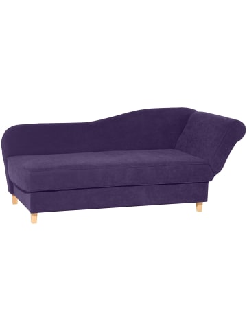 58 aufm Kessel RECAMIERE mit Armteil rechts klappbar Katia Veloursstoff Buche/violett