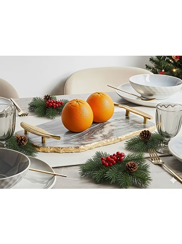Beliani Serviergeschirr ZOGRAFOU in Grau/Gold - (W) 38 x (H) 2 x (L) 38 cm