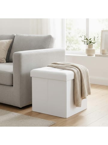 relaxdays Faltbarer Sitzhocker in Weiß - 38 cm