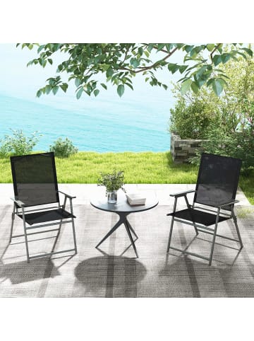 COSTWAY 2er Set Gartenstühle in Schwarz