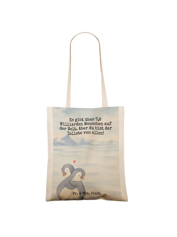 Mr. & Mrs. Panda Tragetasche Pinguine Kuscheln Design mit Spruch in Weiß