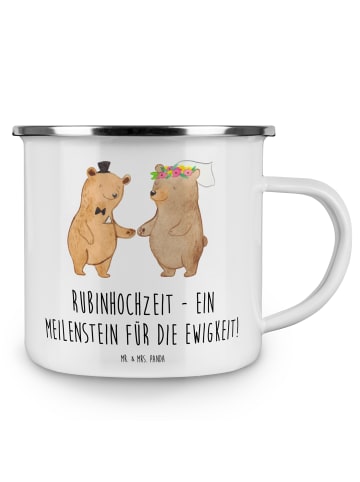 Mr. & Mrs. Panda Tasse 40. Hochzeitstag Rubinhochzeit mit Spruch in Weiß