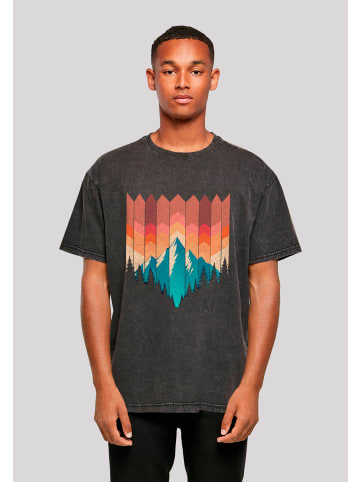 F4NT4STIC Oversize T-Shirt Berg Sonnenuntergang Geometrisch in schwarz