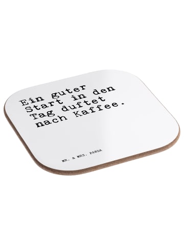 Mr. & Mrs. Panda Untersetzer Tasse Ein guter Start in... mit Spruch in Weiß