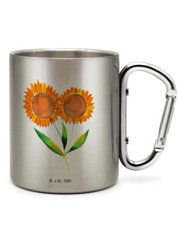 Mr. & Mrs. Panda Edelstahltasse Blume Sonnenblume ohne Spruch in Silber