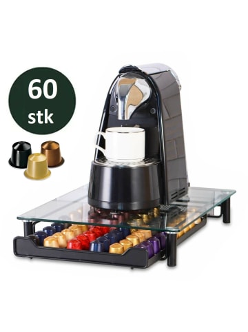 Cheffinger Kaffeekapsel Schublade für 60 Kapseln kompatibel mit Nespresso in Schwarz