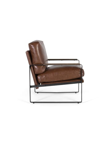 Giner y Colomer Sessel aus schwarzem Eisen und gealtertem braunem Kunstleder in Black