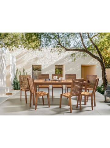 Beliani 9-tlg Gartentisch Set OMBRIANO in Braun