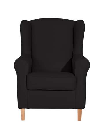 58 aufm Kessel OHRENSESSEL Karlen Bezug Kunstleder Buche natur / schwarz