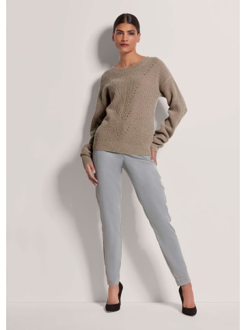 MADELEINE Langarm Pullover mit U-Boot-Ausschnitt in silbergrau / wollweiß / melange