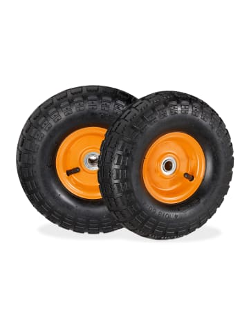 relaxdays 2 x Sackkarrenrad in Schwarz/ Orange - 4.10 3.50-4