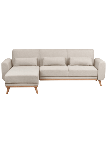 Beliani Ecksofa OLLSTA in Beige/Braun - (W) 258 x (H) 88 x (L) 147 cm