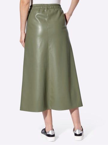 Heine Lederimitat-Rock in khaki