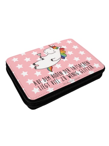 Mr. & Mrs. Panda Federmäppchen Einhorn Blümchentail mit Spruch in Rot Pastell