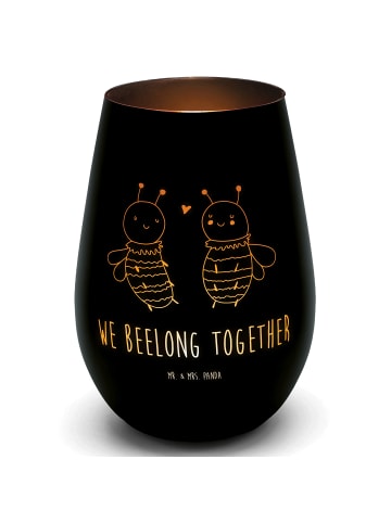 Mr. & Mrs. Panda Gold Windlicht Biene Verliebt mit Spruch in Schwarz
