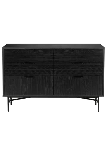 home24 home24 Skandinavisches Sideboard aus edlem Echtholzfurnier mit 6 Schubladen Wohnen in Eiche Schwarz