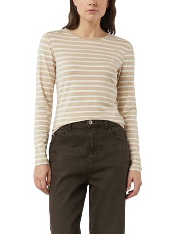 comma Langarmshirt in ecru weiß - 0001