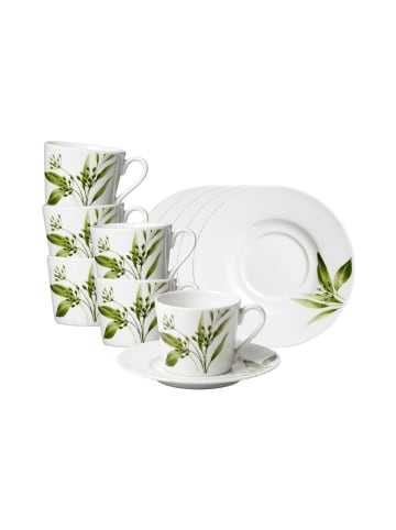 Ritzenhoff & Breker 6er Set Espressotassen mit Untertassen Evora 100 ml in weiß-grün