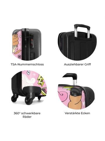 NoBoringSuitCases Suitcase, Handgepäck, Koffer, Trolley, Reisekoffer Rosa mit Skateboard-,