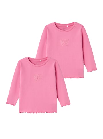 name it 2er-SET Langarmshirt mit Stickerei Volant Shirt Einfarbig NMFTAMMIE in Rosa-2