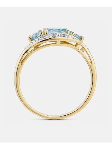 Diamant L'éternel Ring, mit Blautopas, 375 Gelbgold