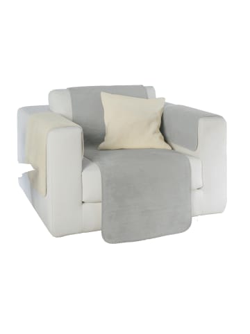 Erwin Müller Baumwollmischung Sessel- und Sofaschoner-Set 3-teilig Matera in silber/wollweiß