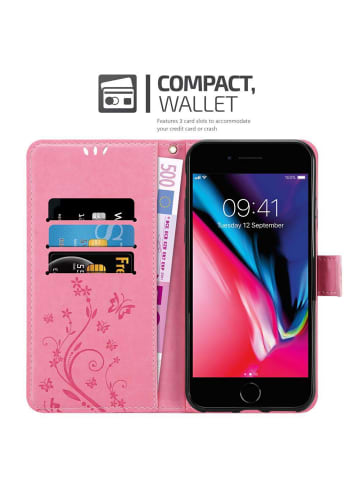 cadorabo Hülle für Apple iPhone 7 / 7S / 8 / SE 2020 Blumen Design in FLORAL ROSA