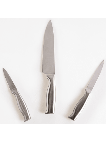 Beliani 4-tlg Küchenmesser-Set MASHIKO in Silber