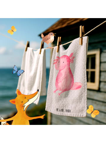 Mr. & Mrs. Panda Handtuch Axolotl Niedlich ohne Spruch in Grau Pastell