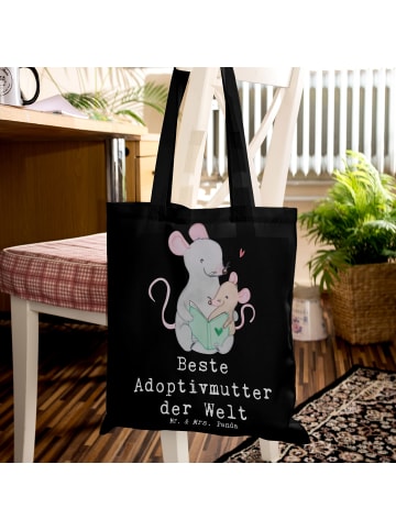 Mr. & Mrs. Panda Tote Bag Maus Beste Adoptivmutter der Welt mit ... in Schwarz