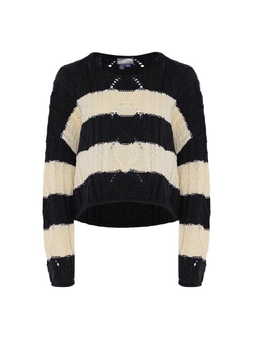 DreiMaster Damen Pullover Mit Streifen in WOLLWEISS SCHWARZ