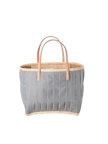Rice Tasche aus Bast mit Henkel in hellblau
