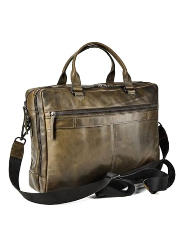 Greenburry Newport Aktentasche Leder 43 cm Laptopfach british green