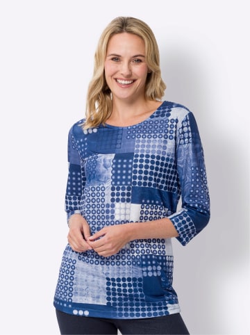 Sieh an! Longshirt in taubenblau-marine-bedruckt