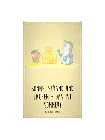 Mr. & Mrs. Panda Gästehandtuch Sommerfreude mit Spruch in Gelb Pastell