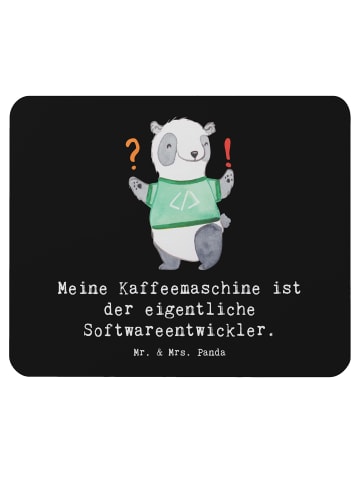 Mr. & Mrs. Panda Mousepad Softwareentwickler Held mit Spruch in Schwarz