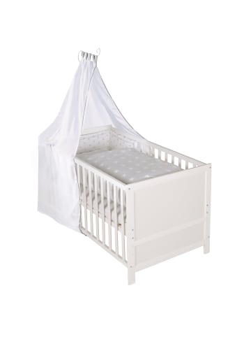 roba Komplettbettset Sterne grau inkl. Matratze, Nest & Himmel 70 x 140 cm - Wieß
