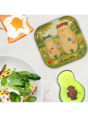 Mr. & Mrs. Panda Untersetzer für Gläser Bären mit Blumenkranz De... in Weiß