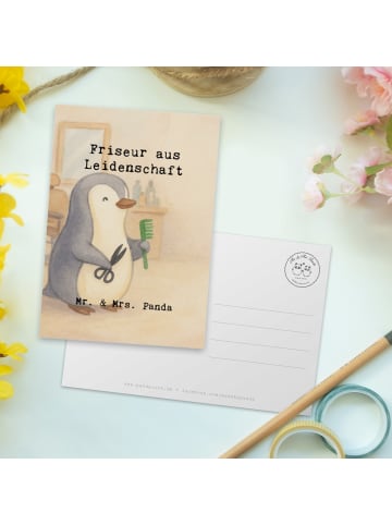 Mr. & Mrs. Panda Fotokarte Friseur Leidenschaft Design mit Spruch in Weiß