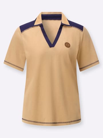 WITT WEIDEN Kurzarmshirt in camel-marine