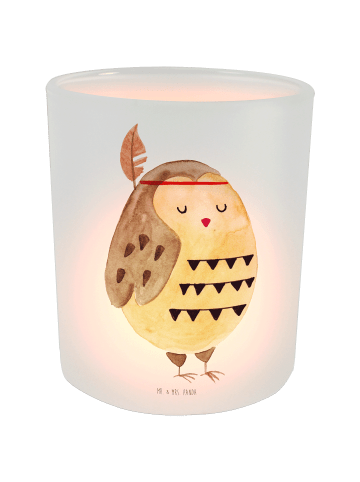 Mr. & Mrs. Panda Garten Windlicht Eule Federschmuck ohne Spruch in Transparent