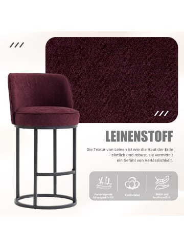 ABRIHOME Barhocker 2er mit Leinenbezug in Rot